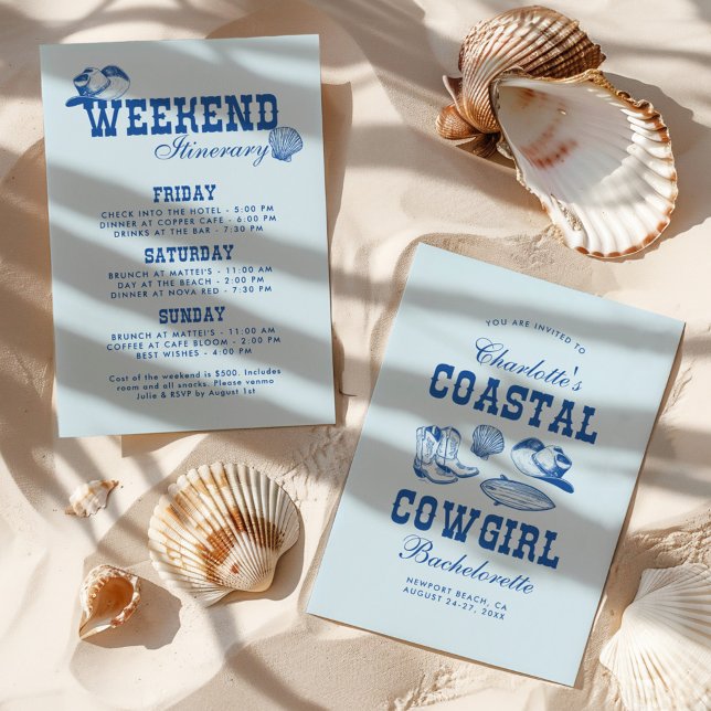 Invitation Fin de semaine de bachelorette Coastal Cowgirl (Créateur téléchargé)