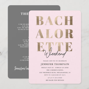 Invitation Fin de semaine de la licence moderne Blush & Gold