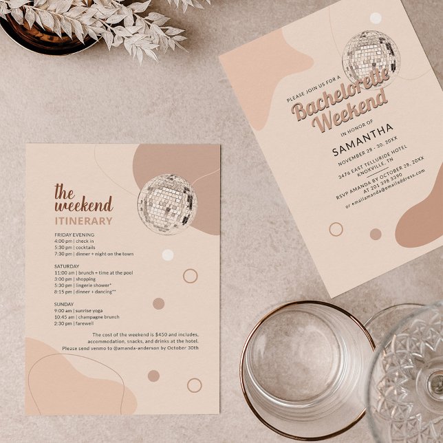 Invitation Fin de semaine Disco Bachelorette avec Itinéraire  (Créateur téléchargé)