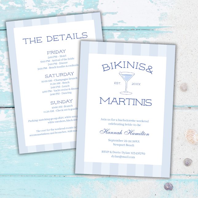 Invitation Fin De Semaine Du Bachelorette Bikinis Et Martinis (Bikinis And Martinis Beach Bachelorette Weekend Invitation)