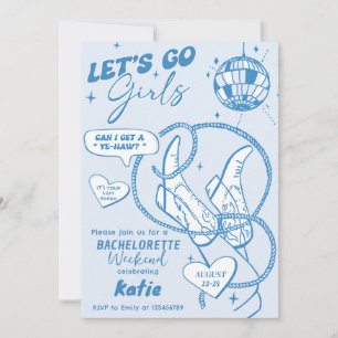 Invitation Fin de semaine du bachelorette de Cowgirl Disco Ro