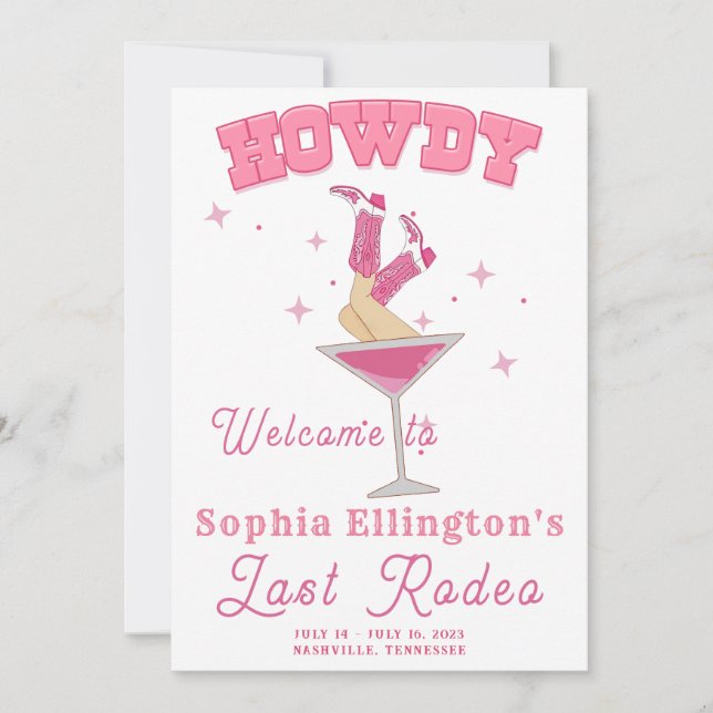 Invitation Fin de semaine du Dernier rodéo rose (Devant)
