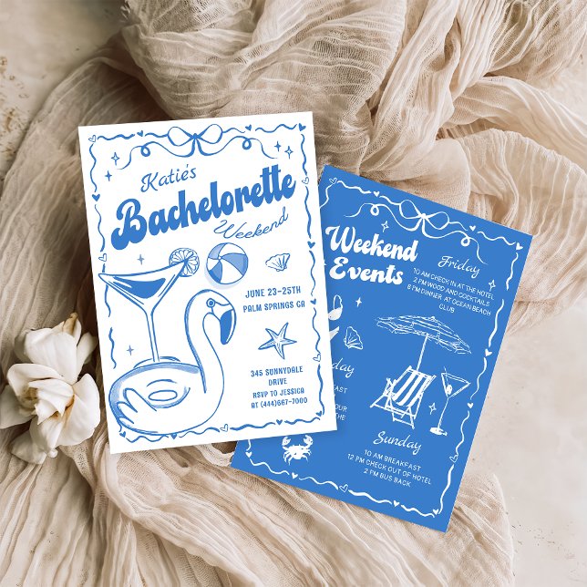 Invitation Fin de semaine du Toast Beach Dernier bleu (Créateur téléchargé)