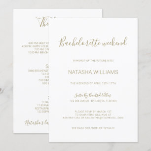 Invitation Fin de semaine Natasha Gold Bachelorette avec Itin