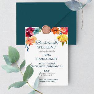 Invitation Fin de semaine nuptiale moderne et colorée