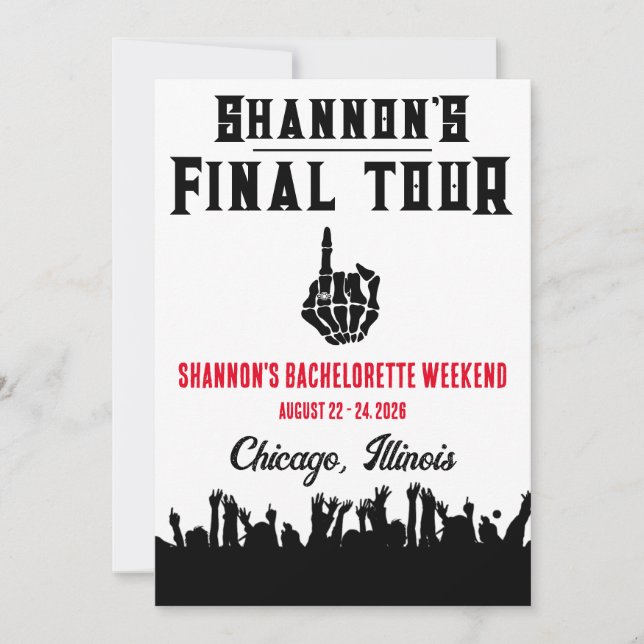 Invitation Final Tour, Festival de musique Bachelorette Week- (Devant)