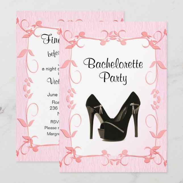 Invitation finale de Fling Pink Bachelorette Party (Devant / Derrière)