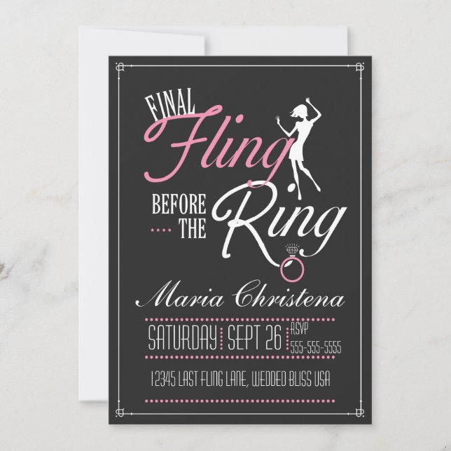 Invitation finale du Fling Bachelorette Party (Devant)