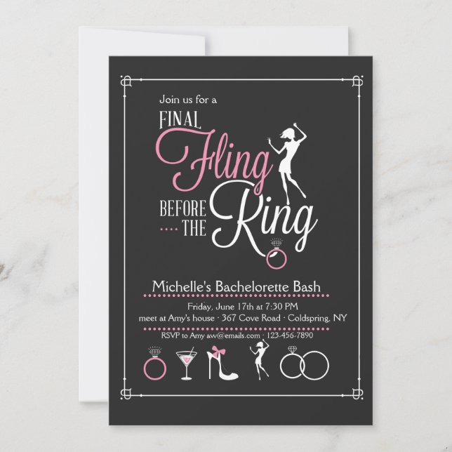 Invitation finale du Fling Bachelorette Party (Devant)