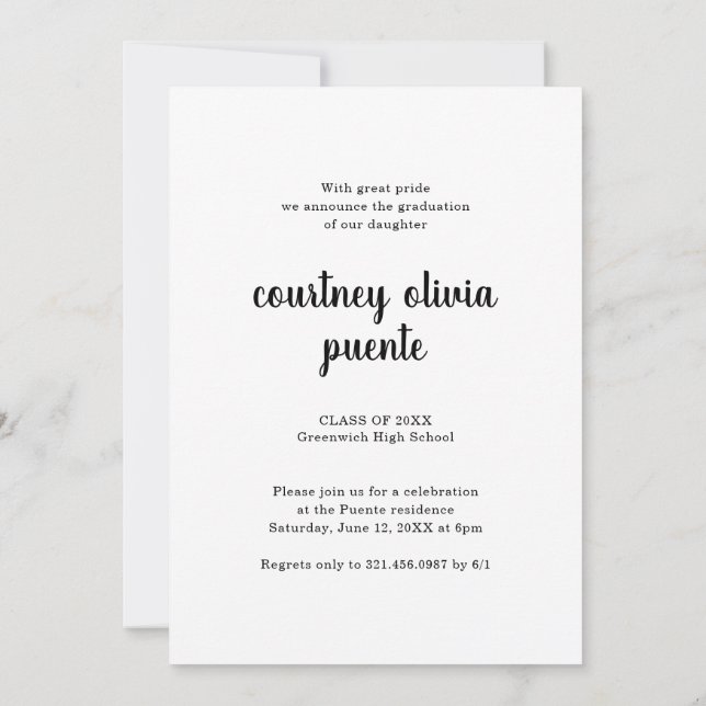 Invitation Finalement épaisse Black Script Photo Graduation P (Dos)