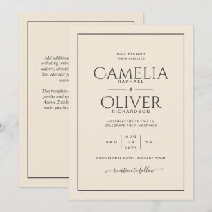 Invitation Finest crème beige clair Mariage MONOCHROME