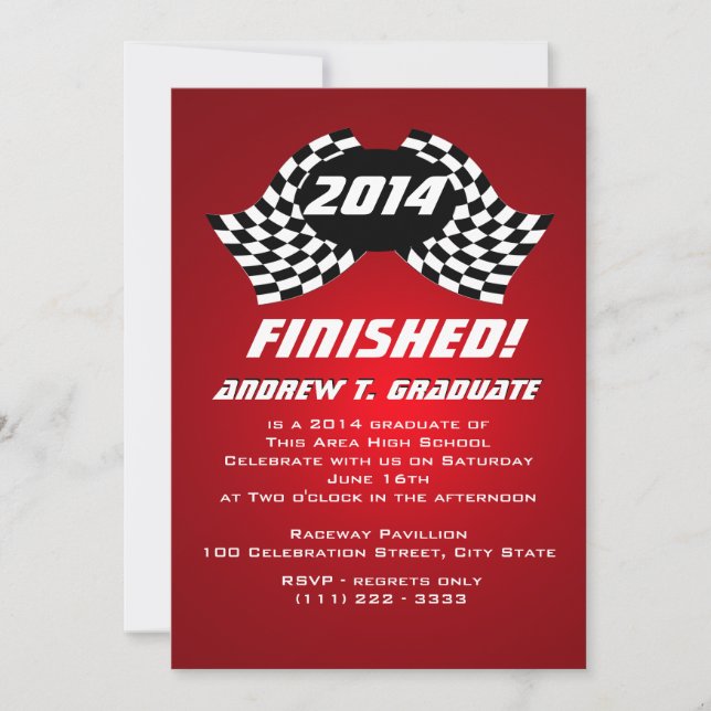 Invitation Fini 2014 Racing Flags Graduation (Devant)