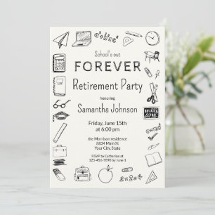 Invitation Fini l'école pour toujours Fête de retraite d'ense