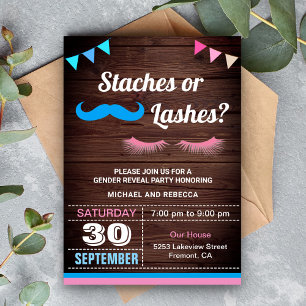 Invitation Finition de barbe ou de cils Fête de révélation du
