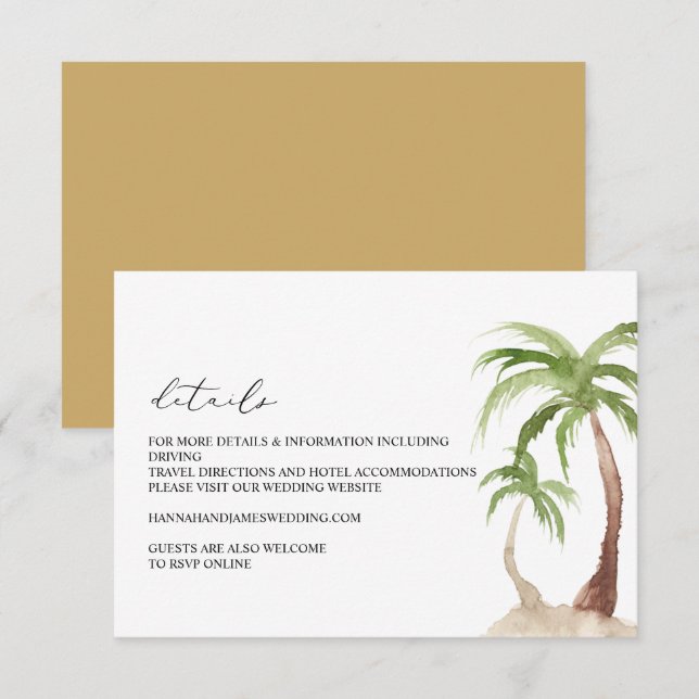 Invitation FIONA - Aquarelle Palm Tree Détails Boîtier (Devant / Derrière)
