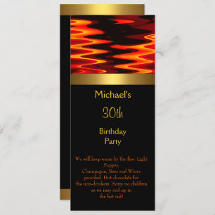 Invitation Fire Gold Black 30e fête d'anniversaire Long 2