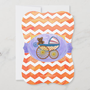 Invitation Fire Lake Orange Chevron Baby