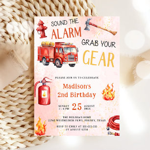 Invitation Fire Truck Fire Engine 2e fête d'anniversaire