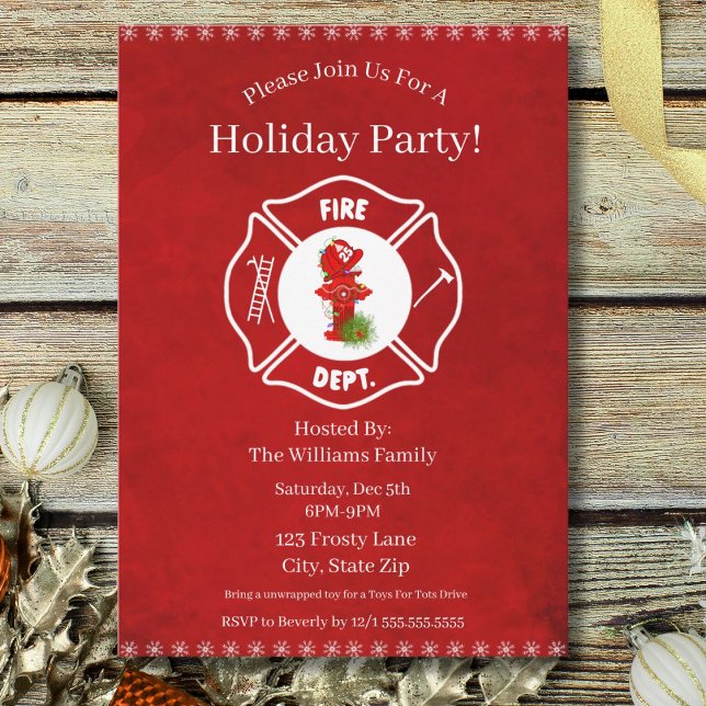 Invitation Firefighter Christmas Holiday Party (Créateur téléchargé)