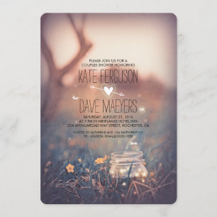 Invitation Fireflies Mason Jar Rustic Garden Couples Douche