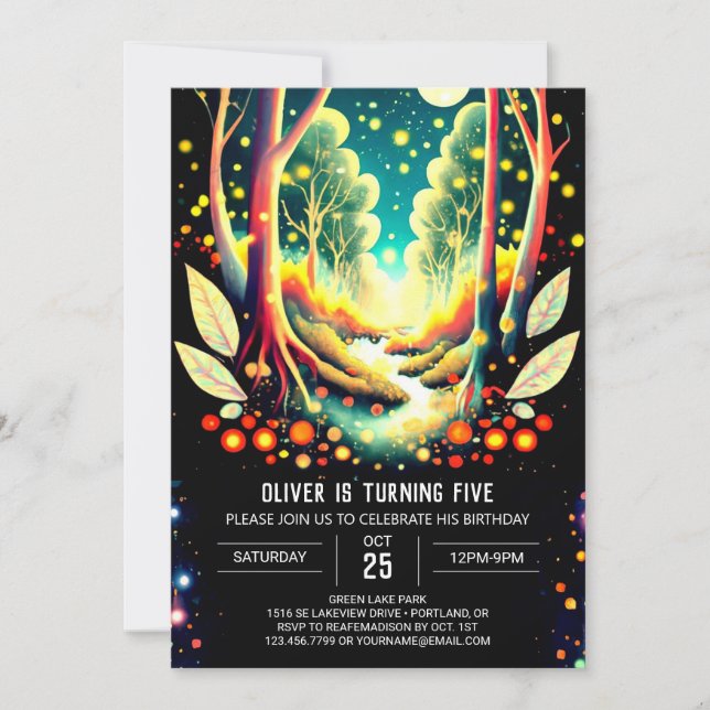 Invitation Fireflies Nightime Adventure Anniversaire (Devant)