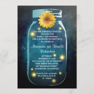Invitation Fireflies & Rustic Mason Jar Anniversaire Whimsica