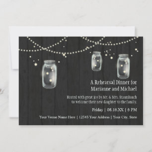 Invitation Firefly Mason Jar Rustic Country Mariages de nuit