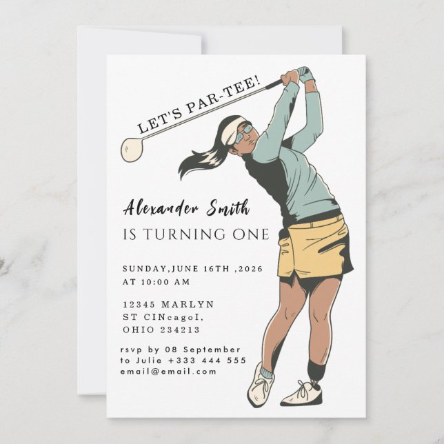 Invitation First Birthday Golf Party (Devant)