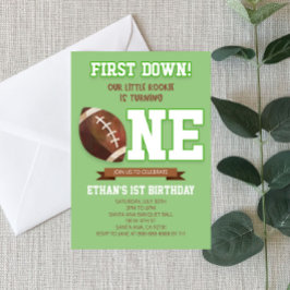 Invitation First Down Football Green ONE 1er anniversaire fêt