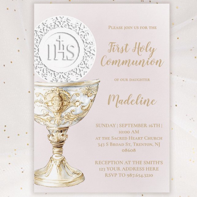 Invitation  First Holy Communion Chalice Host (Créateur téléchargé)