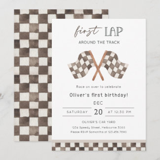 Invitation First Lap Racing 1st Birthday Party 