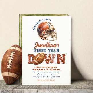 Invitation First Year Down Football 1st Birthday