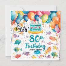 Fishing Lover 80th Birthday Watercolor