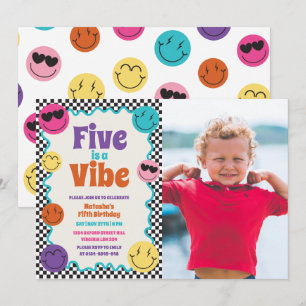 Invitation Five est une Vibe Colorée Sourires Photo Anniversa