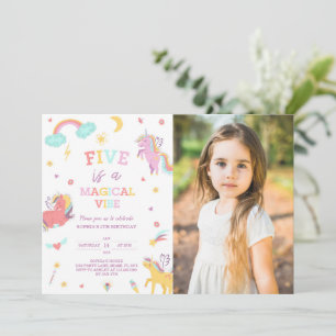 Invitation Five est une Vibe Magique Unicorn 5e Anniversaire 