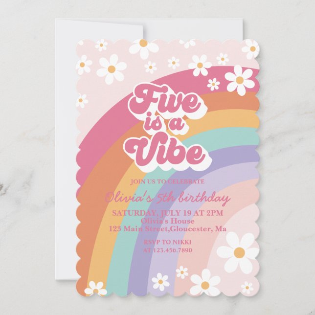 Invitation Five est une Vibe Rainbow 5e anniversaire Invitati (Devant)