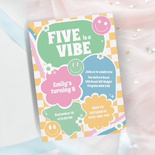 Invitation Five est une Vibe Retro Smiles Cinquième anniversa