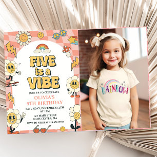 Invitation Five est Vibe Daisy & Retro Van Pink 5e anniversai