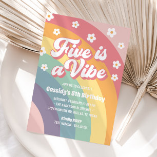 Invitation Five est Vibe les années 70 Rainbow Daisy 5e anniv