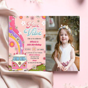 Invitation Five est Vibe Rainbow Floral 5e anniversaire Photo