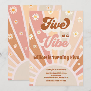 Invitation Five Is A Vibe Boho Sunshine 5e fête d'anniversair
