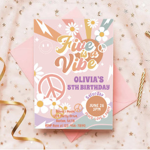 Invitation Five is a Vibe peach love party 5e anniversaire