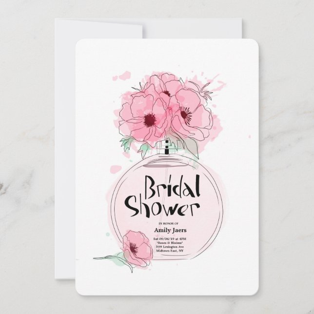 Invitation Flacon de parfum Mariage avec des fleurs (Devant)