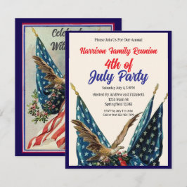 Invitation Flag and Eagle 4th of July Family Reunion Party