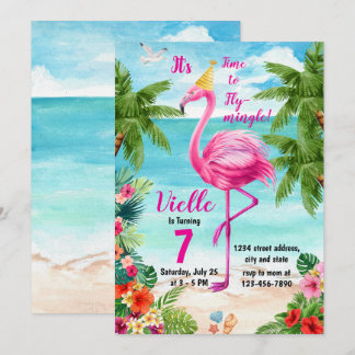 Invitation Flamant rose Anniversaire Invitation, Flamant rose