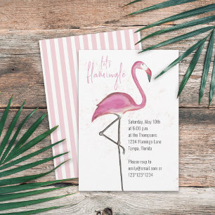 Invitation Flamant Rose Aquarelle Let's Flamingle Mignon