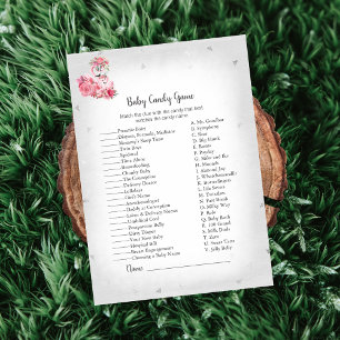 Invitation Flamant rose Argent Ballerina Baby Candy Douche Je