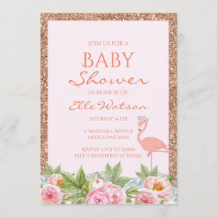 Invitation Flamant rose Baby shower