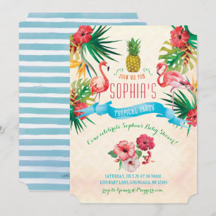 Invitation Flamant rose Baby shower