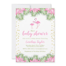 Invitation Flamant rose Baby shower